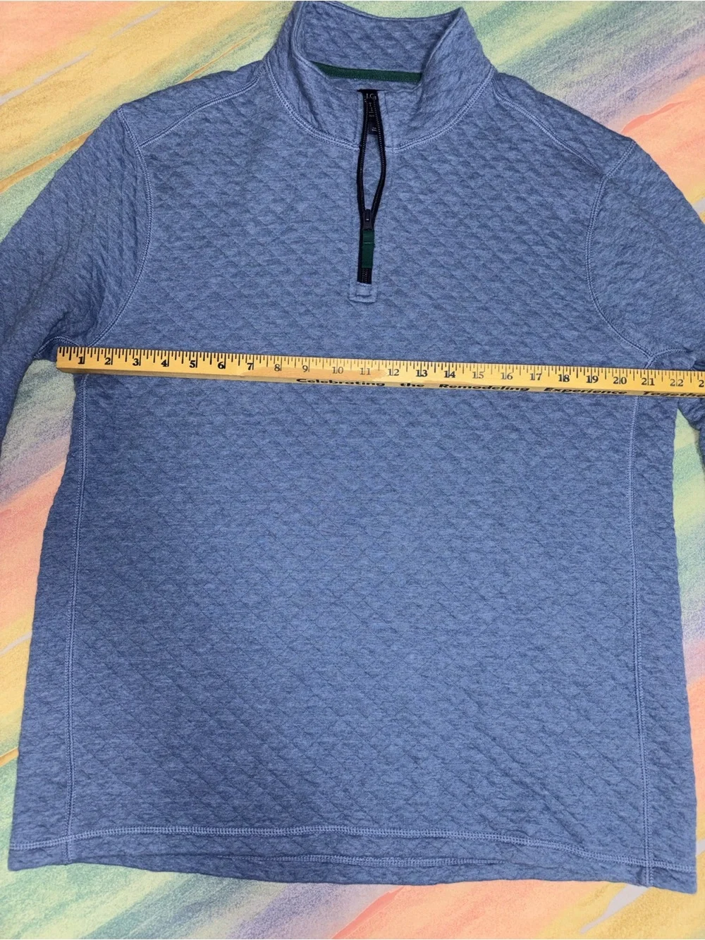 J. Crew Factory Authentic Fleece Diamond Quilted 1/4 Zip Sweater size L